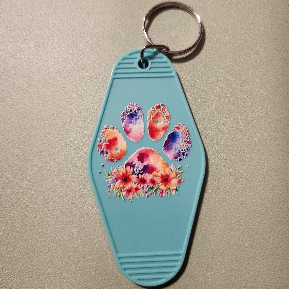 Colorful Paw Print Keychain